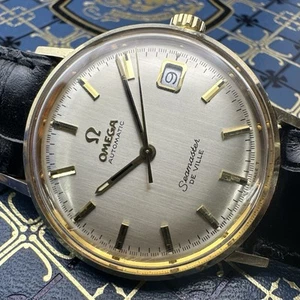 1970 Omega Solid 14k Gold Seamaster De Ville Automatic Watch - Race Track Dial - Picture 1 of 8