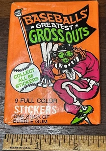 Leaf Baseballs Greatest GrossOuts 1 Factory Sealed Pack ( Orange ) Stickers - Picture 1 of 2