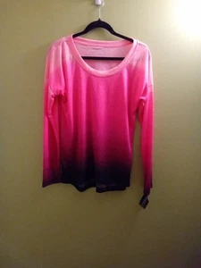 Womans M Ideology Pink Ombre Long Sleeve NWT Lightweight Relaxed Fit - Picture 1 of 4