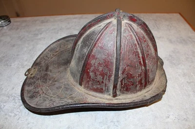 1800s Antique Cairns & Brothers Leather Fire Helmet For Restoration Project - Image 1 of 4