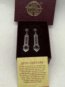 925 Silver Past Times Art Deco Earrings by Kit Heath - Stamped 925 & KH93 - Picture 1 of 6