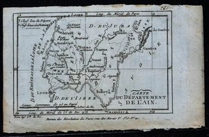 1793 - Ain - Carte très ancienne - Département français - Gravure ancienne - Imagen 1 de 5