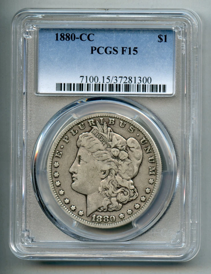 1880 CC Morgan Silver Dollar PCGS F 15 - Image 1 of 4