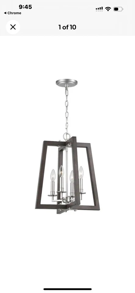 "Nuevo 16""W Iluminación de progreso Forrester Madera de teca Níquel satinado Linterna Colgante Luz" Foto 1 de 4