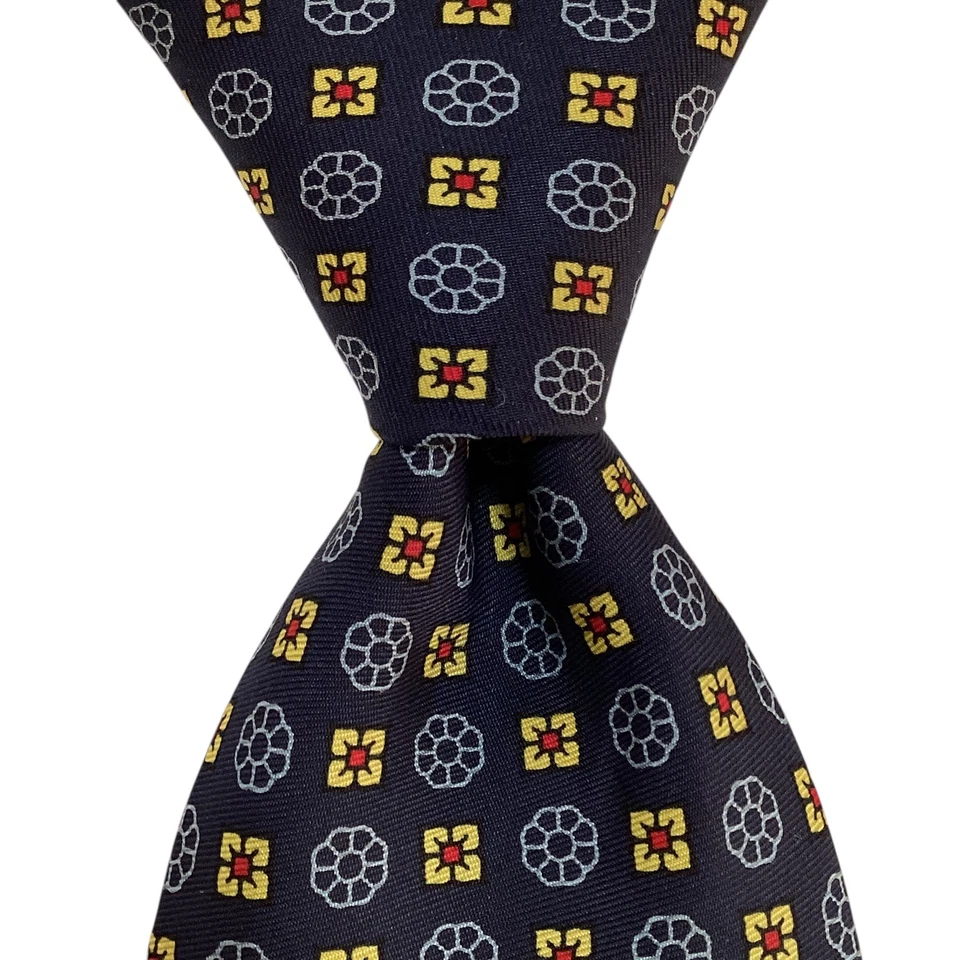 Corbata BURBERRY LONDON 100 % seda para hombre INGLATERRA de lujo geométrica azul/amarillo usada en excelente estado Foto 1 de 3