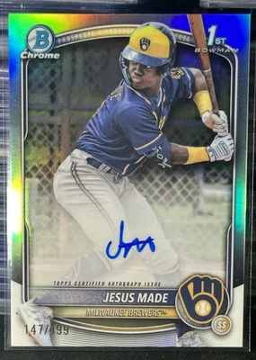 2025 Bowman Chrome Jesus Made Refractor Auto 147/499 - Brewers - Image 1 of 2