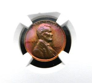 1956 Lincoln Cent NGC MS65 RB - Awesome Color Toning - Picture 1 of 8