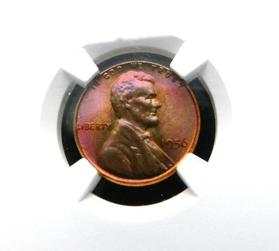 1956 Lincoln Cent NGC MS65 RB - Awesome Color Toning - Image 1 of 4