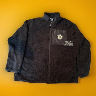 NWT NHL Boston Bruins Men’s Large Sweatshirt Sherpa Hockey Sports Black - Image 1 of 4