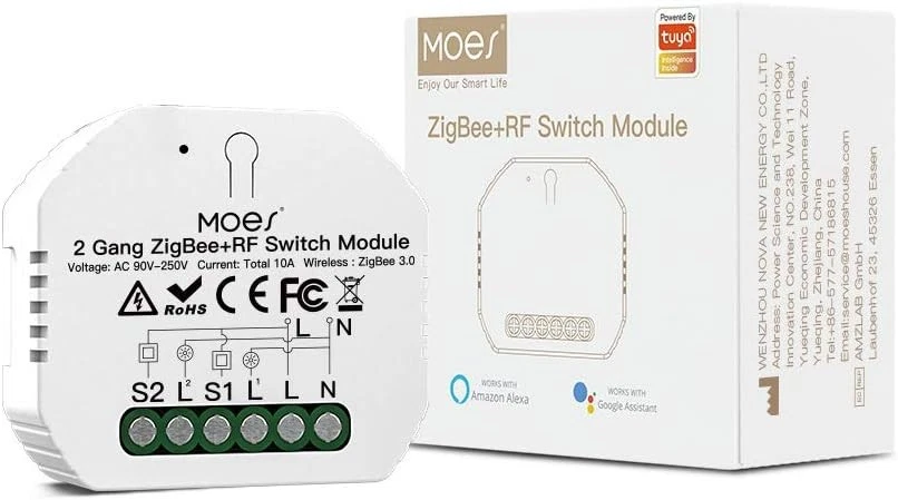 MOES ZigBee RF433 Smart Wireless Switch, Remote Control, 2 Gang【Tuya ZigBee Hub - Bild 1 von 1