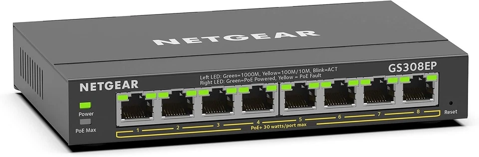 NETGEAR 8 Port PoE Gigabit Ethernet Easy Smart Managed Essentials Switch-GS308EP - Image 1 of 4