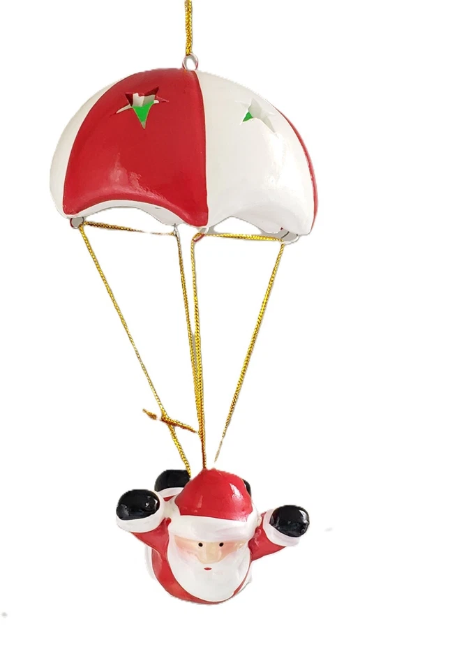 Chicago Blackhawks Hanging Christmas Tree Ornament Flashing Light Ceramic Santa - Image 1 of 4