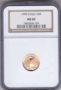 1999 Gold American Eagle $5 NGC MS69 1/10oz .9167 Fine - Picture 1 of 2