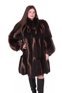 coat skunk fur jacket giacca pelliccia puzzola pelzmantel fourrure sable manteau - Picture 1 of 9
