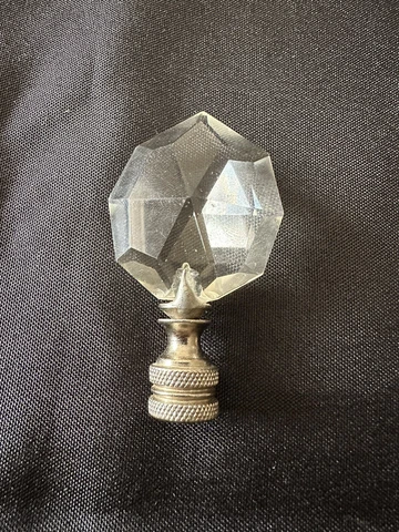 VINTAGE Crystal LAMP FINIAL 3" - Fancy Antique Screw On Cover