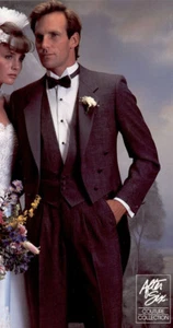 Charcoal Grey Couture Formal Tuxedo Tailcoat - 6 Button Satin Notch Lapel - Picture 1 of 1