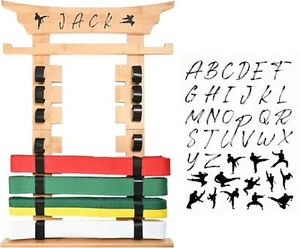 Wall Karate Belt Display Rack with Medal Hanger and Stickers Martial Arts Holder - Picture 1 of 2