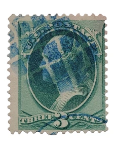 US Scott #158 Stamp Used Blue Cancel - 1873-1875 - Old Rare Vintage Washington - Picture 1 of 4