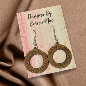 Handmade Wooden Small round Puakenikeni Earrings - Picture 1 of 2