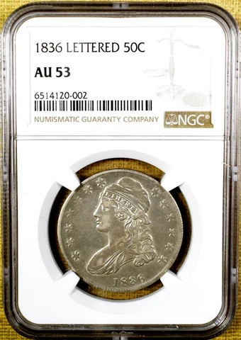 1836 NGC AU53 Bust Half Dollar Cover
