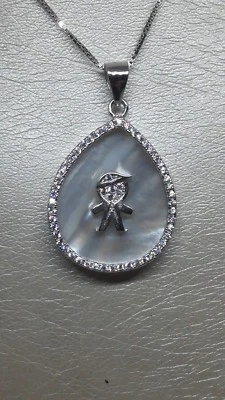 Ciondolo collana donna argento BEBÈ BIMBO ZIRCONI CIONDOLO MADREPERLA NOVITÀ - Immagine 1 di 4