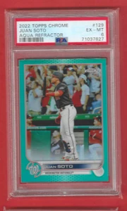 Topps Chrome Aqua Refractor Baseball Grad 2022 #129 Juan Soto 147/199 PSA 6 - Bild 1 von 2
