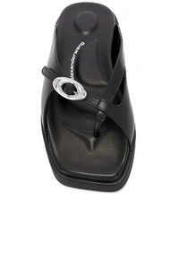 Alexander Wang Black Dome Flatform Leather Sandals - Picture 1 of 9