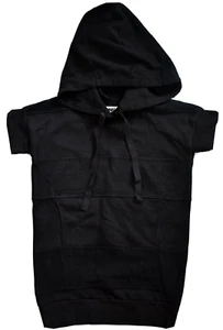 MM6 MAISON MARTIN MARGIELA Black Short-Sleeve Tunic HOODIE Sweater Dress L - Picture 1 of 12