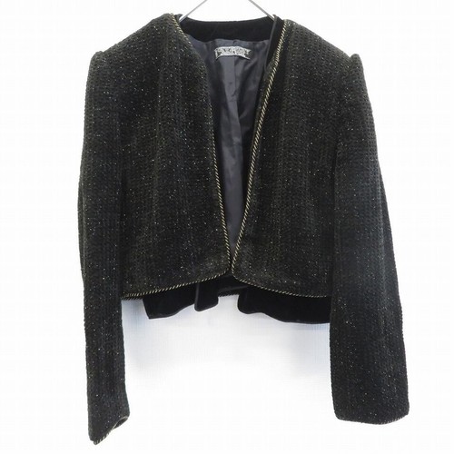 GIVENCHY Donna Senza Collare Giacca Gilet Gilet Set Nero Glitter Taglia 8 Autentico