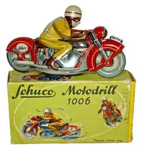 SCHUCO TIN LITHO WINDUP #4 MOTOR DRILL 1006 MOTORCYCLE w/ BOX - Picture 1 of 10
