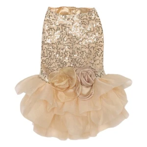 Dog Puppy Pet Dresses Holidays Dress Breathable Skirt Apparel Tutu Shiny Bling - Picture 1 of 3