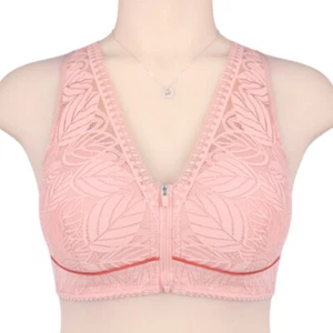 Ladies Zip Front Fastening Sports Bra Medium to High Impact Non Wired Comfort US - Picture 1 of 16