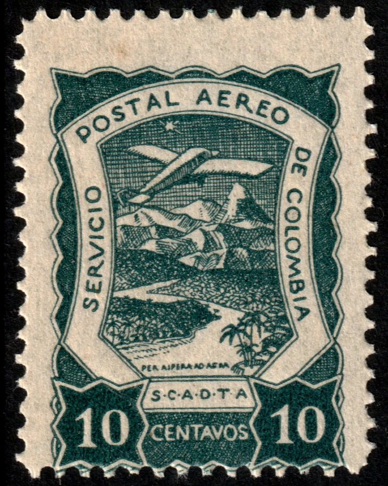 ✔️ COLÔMBIA SCADTA 1921 - AVIÃO SOBRE O RIO - SC. C26 ** MNH [SCDT11] - Imagem 1 de 1
