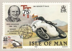 Mike Heilwood Biker Winner TT Bike Honda Race Isle Of Man 1961 Maxi FDC 1982 - Picture 1 of 1