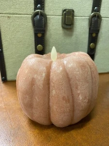 NEU Pottery Barn Premium flackernde flamelle Kürbis Kerze Elfenbein Terra Rost Neu mit Etikett - Bild 1 von 29
