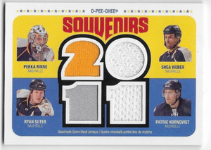 11/12 O-PEE-CHEE SOUVENIRS QUAD JERSEY Rinne/Weber/Suter/Hornqvist #OPCNASH