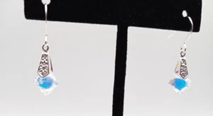 Multi-Color Clear Diamond Shaped Faceted Cut Austrian Crystal Earrings - Picture 1 of 8