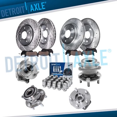 Front Rear Drilled Rotor Brake Pad Wheel Hub w/20pc Lug Nut for Forester Impreza — 第 1/4 张图片