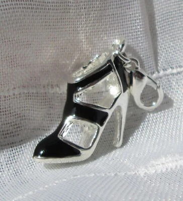 PETIT-CHAT CRÉATIONS 1 CHARM CHAUSSURE BOTTINE NOIRE BRELOQUE MOUSQUETON ARGENTE CLIPPER *V149