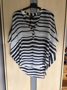 Black/white Cold shoulder Blouse Size 12 Marina Kaneva - Picture 1 of 2