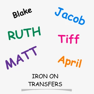 Personalised Iron On Names Custom Text Iron On Fabric Transfers - Picture 1 of 7