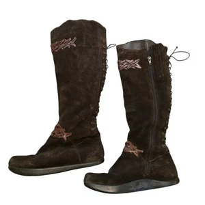 Earth braune hohe Korsettstiefel Leder Größe 8 - Bild 1 von 10