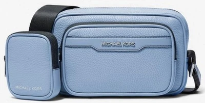Michael Kors Cooper Leather Double Zip Camera Bag With Pouch Light Sky Blue - Image 1 of 3