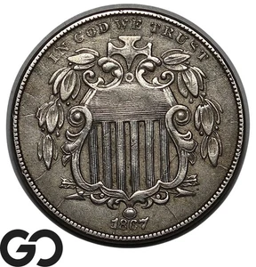 1867 Shield Nickel, Tough Collector Type Coin - Picture 1 of 3