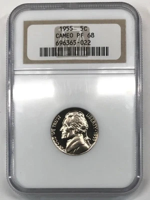1955 Proof Jefferson Nickel NGC PF-68 CAMEO - Image 1 of 3