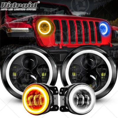 Para Jeep Wrangler JK 2007-2018 7" Proyector Faro LED + Luces Antiniebla LED Combo Foto 1 de 4