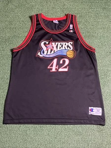 Jerry Stackhouse 97-98 Philadelphia 76ers Rare Champion Black Jersey Size 52 XXL - Picture 1 of 8