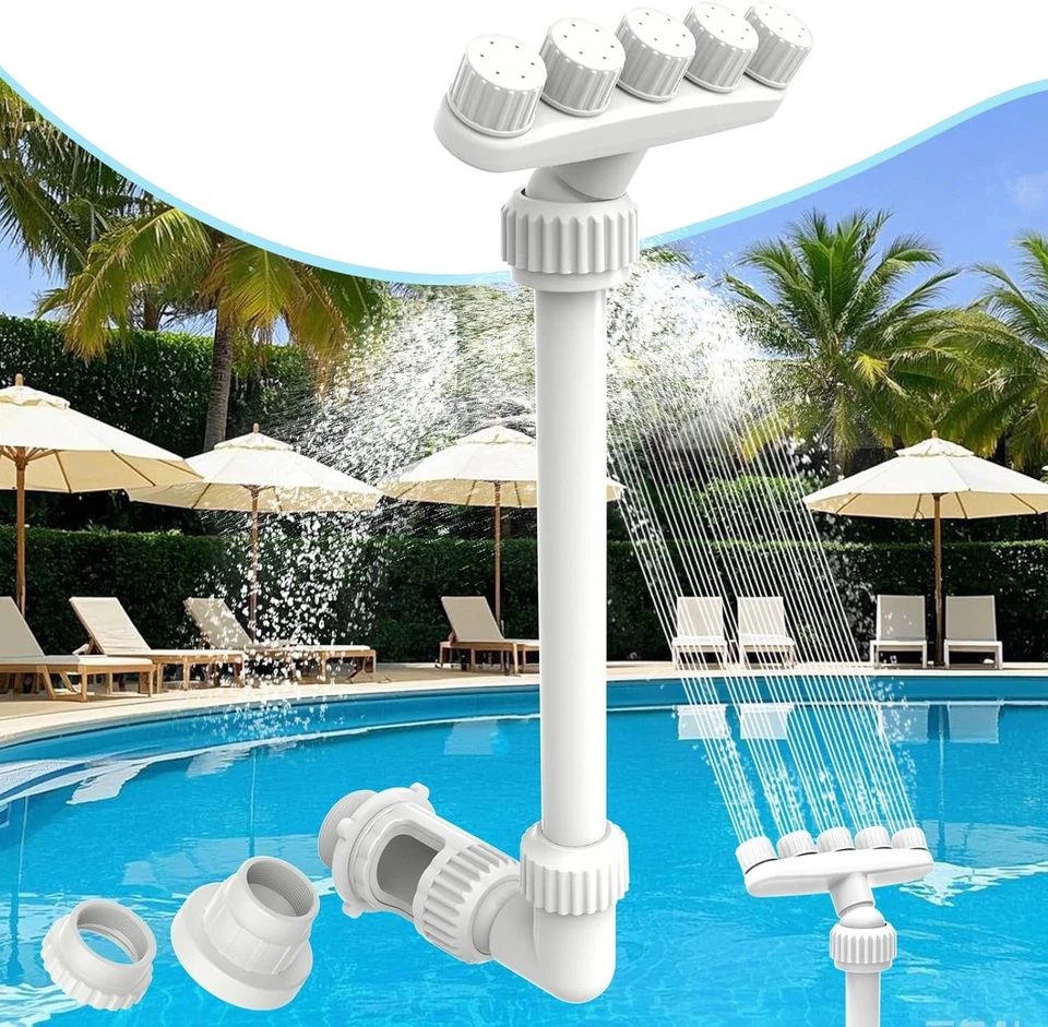 360°Adjustable Pool Fountain for Above Ground and Inground Pools,Five Nozzles Wa - Image 1 of 4