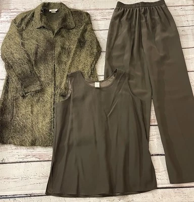 Conjunto de 3 piezas cárdigan sin mangas pantalones pequeños para mujer IC Collection By Connie’s Foto 1 de 4