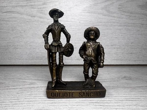 Silvertone Metal Don Quixote & Sancho Panza Statue Figurine Vintage Made Spain - Picture 1 of 8